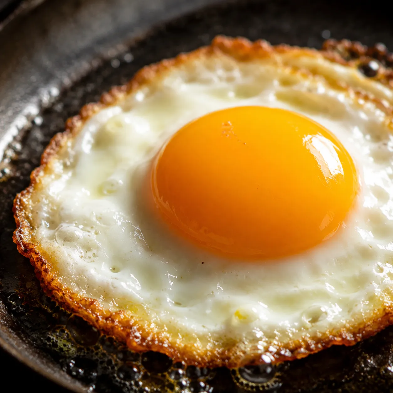 Crispy fried egg cooking for kimchi fried rice topping
