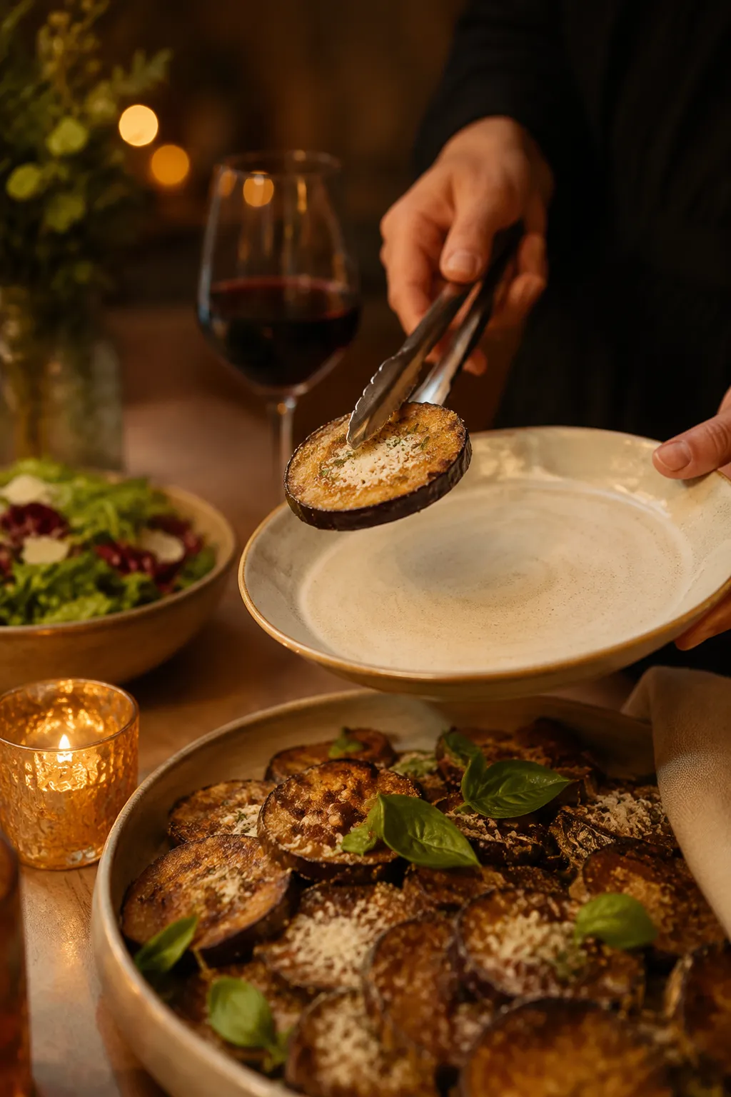 Serving recipes that include eggplant at a cozy family dinner