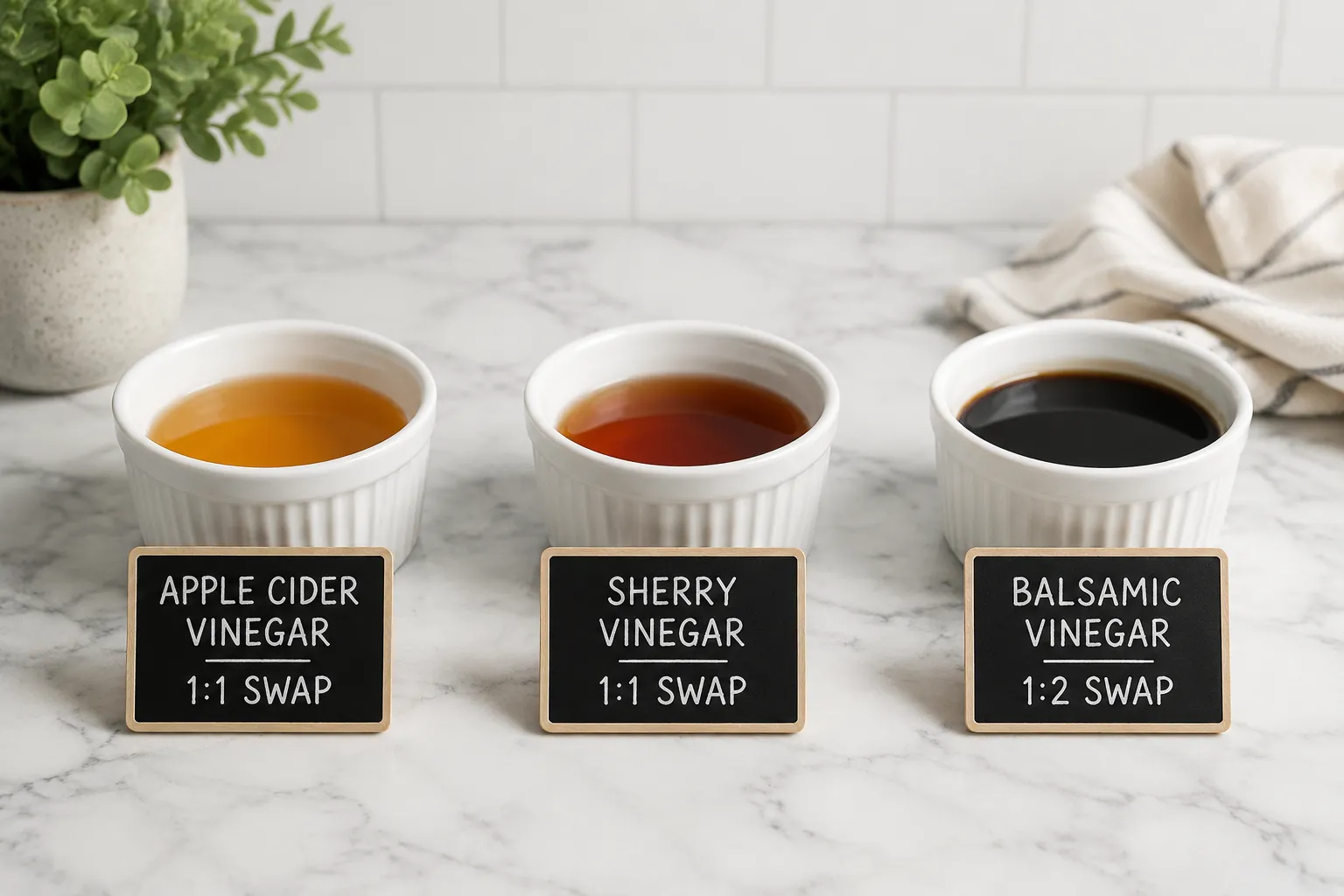Top three red wine vinegar substitutes with swap ratio cards