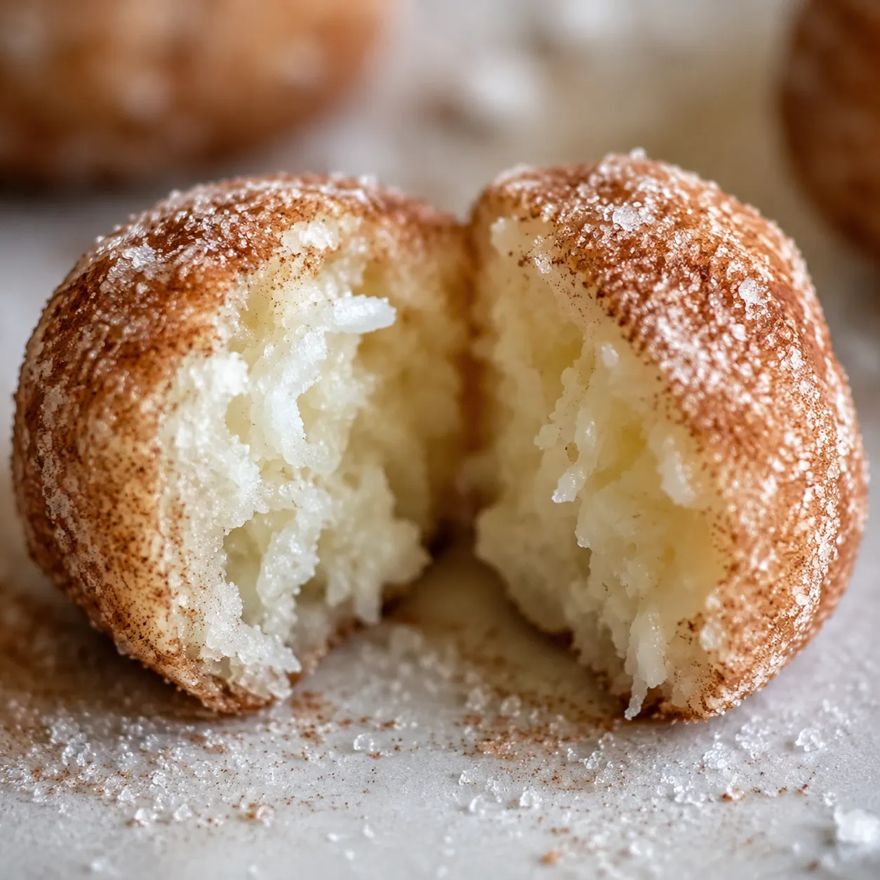 Macro close-up of Irish potato candy interior with coconut filling