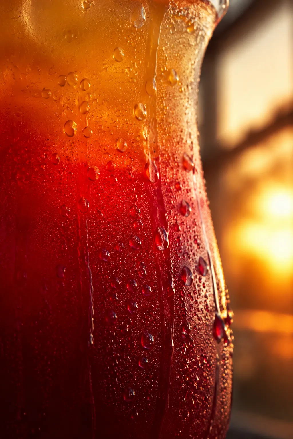 Close-up of a cold Malibu Bay Breeze cocktail with condensation on the glass