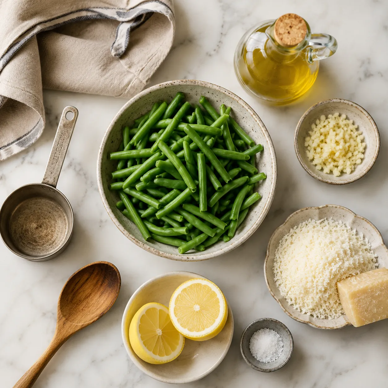 Ingredients flatlay for sides to serve with chicken and dumplings