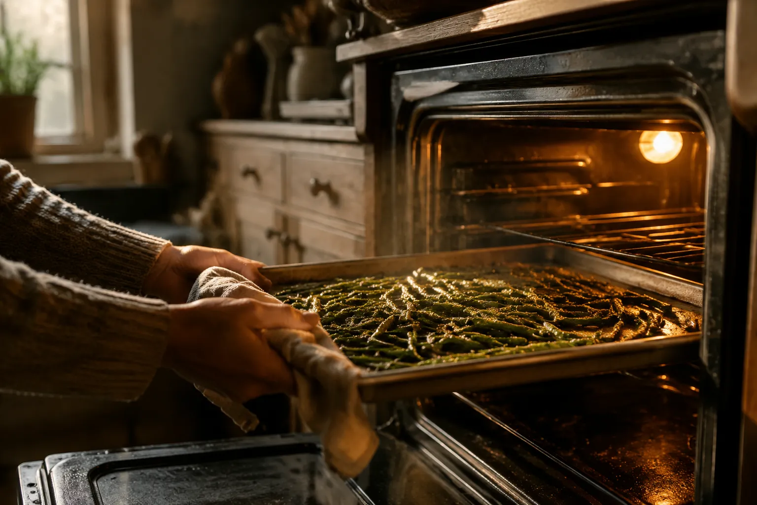 Roasting green beans for chicken and dumplings side dish