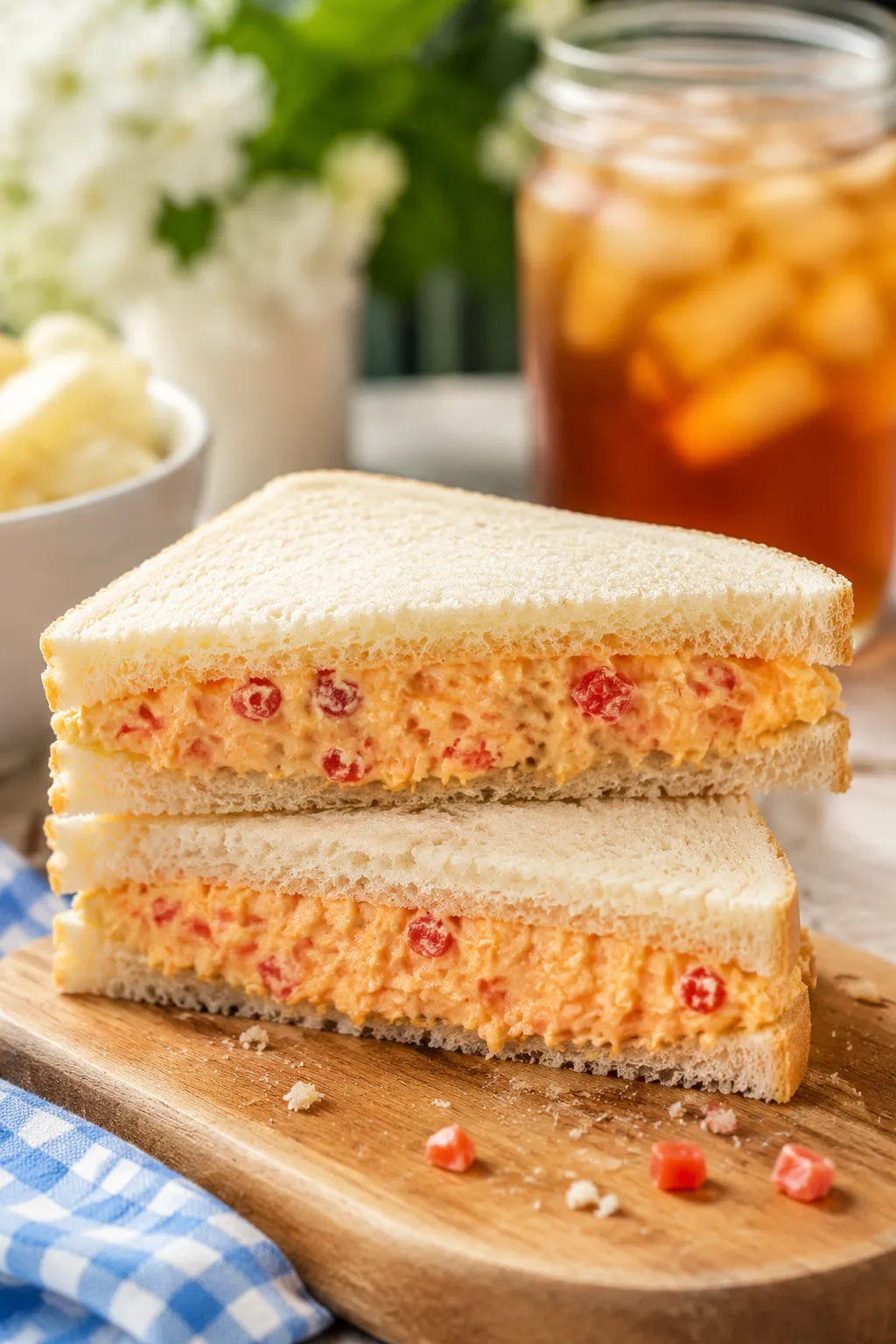 Classic pimento cheese sandwich made with homemade pimento cheese recipe