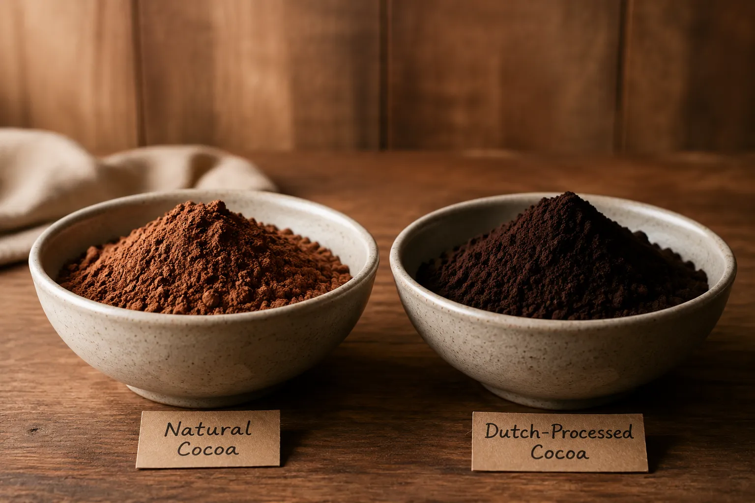 Natural cocoa powder vs Dutch-processed cocoa comparison