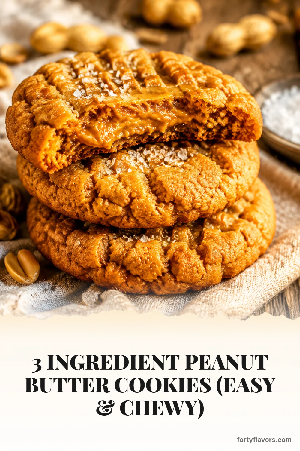 3 Ingredient Peanut Butter Cookies (Easy & Chewy) – Pinterest pin 1