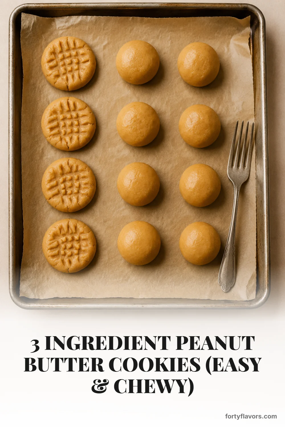 3 Ingredient Peanut Butter Cookies (Easy & Chewy) – Pinterest pin 4