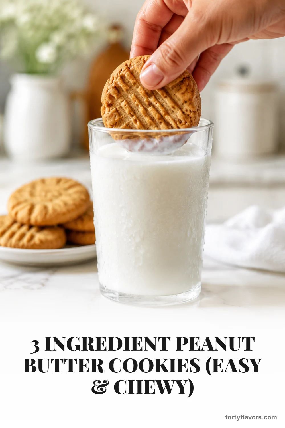 3 Ingredient Peanut Butter Cookies (Easy & Chewy) – Pinterest pin 8