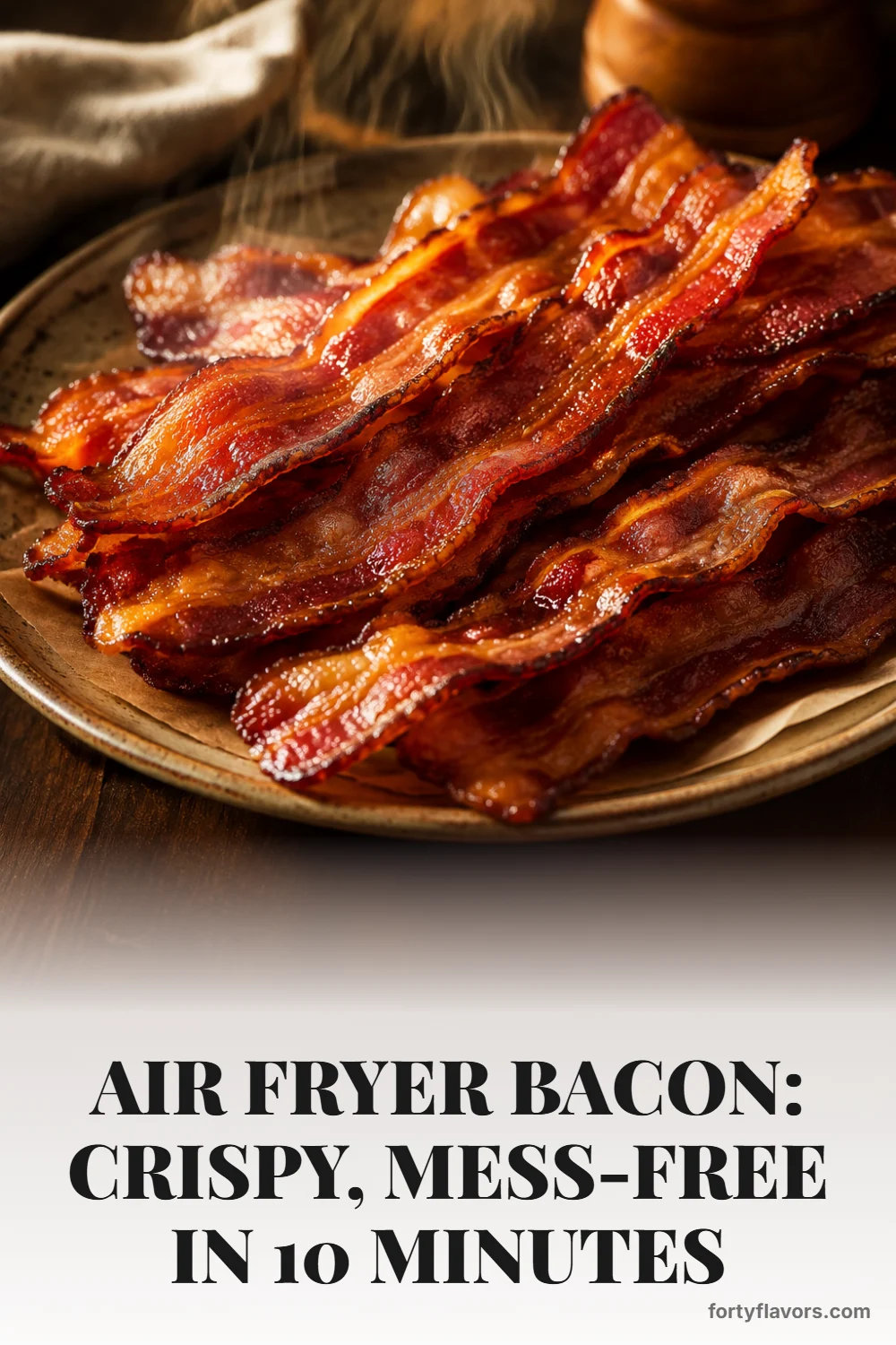 Air Fryer Bacon: Crispy, Mess-Free in 10 Minutes – Pinterest pin 1