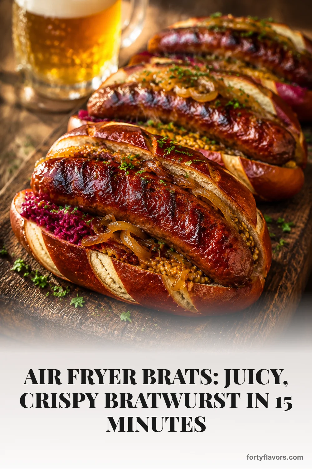 Air Fryer Brats: Juicy, Crispy Bratwurst in 15 Minutes – Pinterest pin 1
