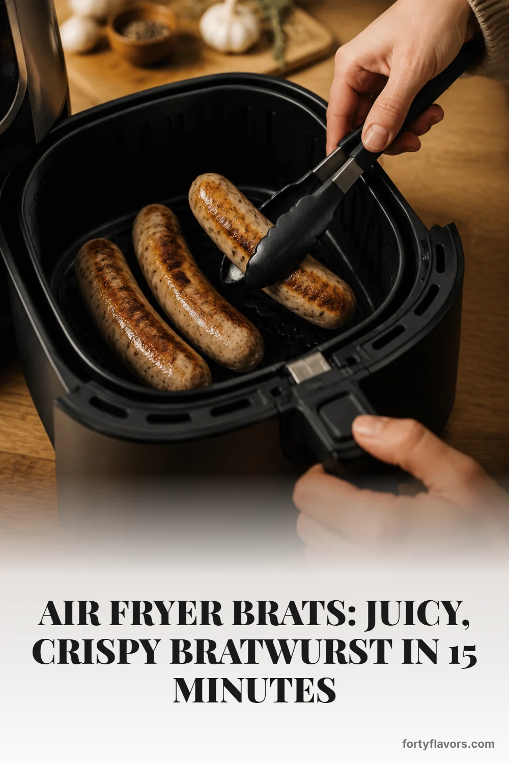 Air Fryer Brats: Juicy, Crispy Bratwurst in 15 Minutes – Pinterest pin 4