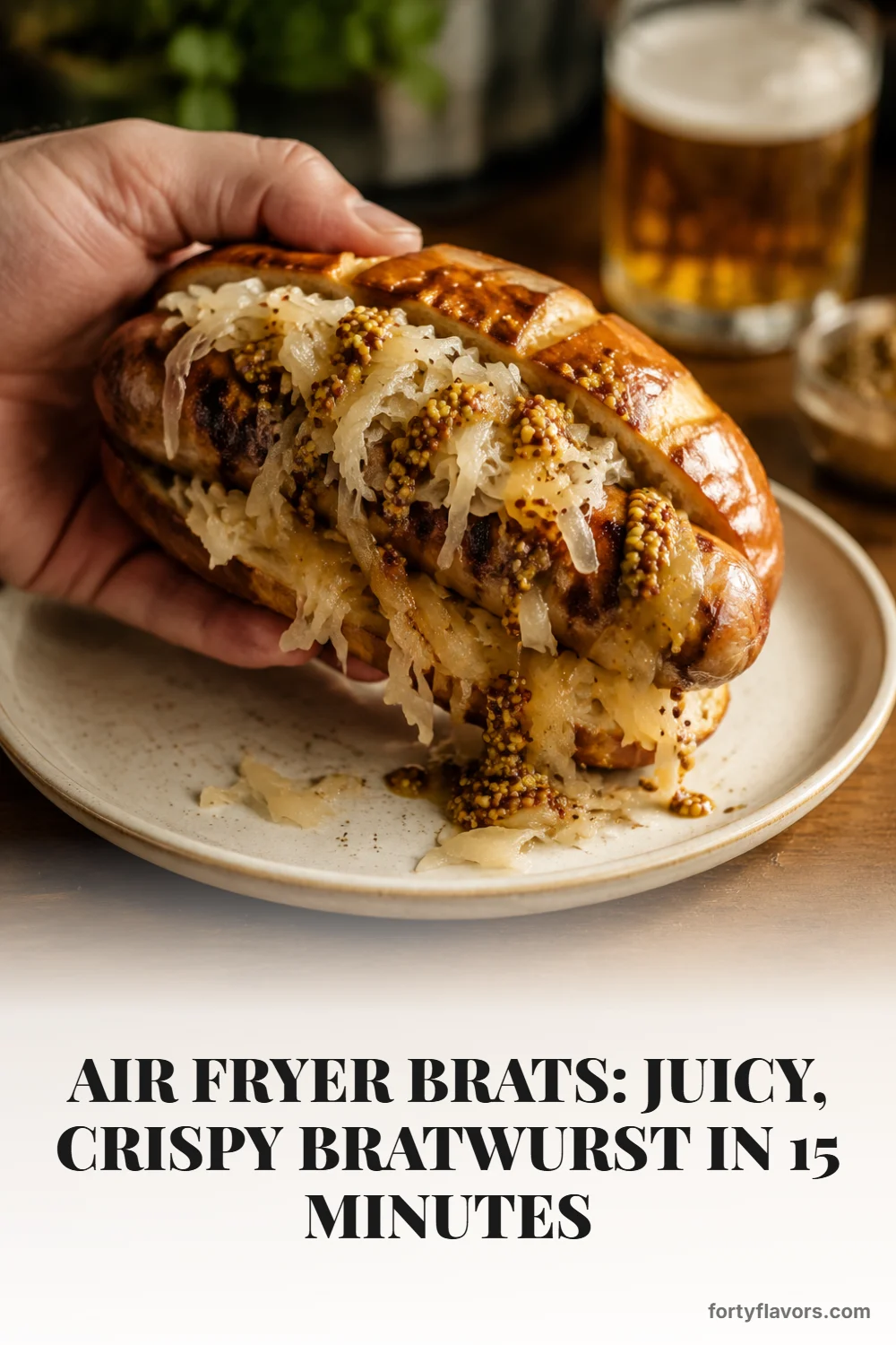 Air Fryer Brats: Juicy, Crispy Bratwurst in 15 Minutes – Pinterest pin 7