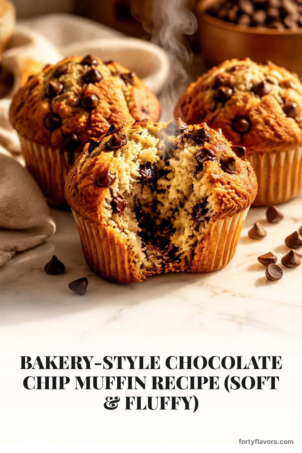 Bakery-Style Chocolate Chip Muffin Recipe (Soft & Fluffy) – Pinterest pin 1