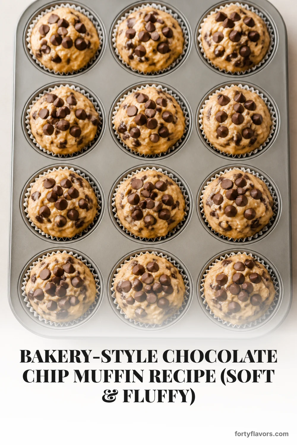 Bakery-Style Chocolate Chip Muffin Recipe (Soft & Fluffy) – Pinterest pin 5