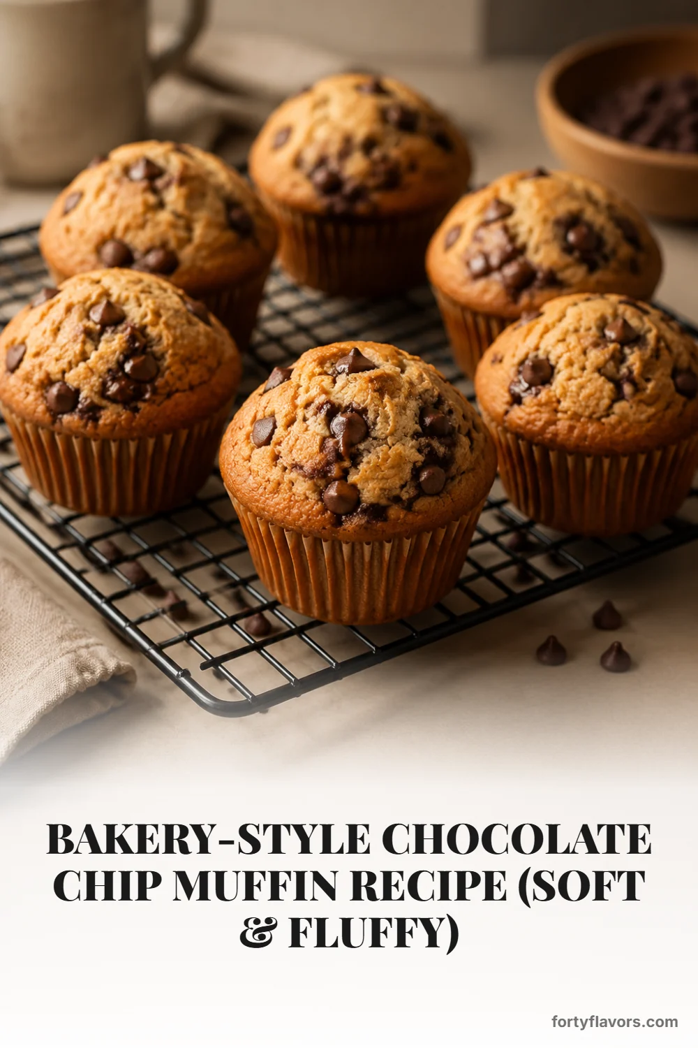 Bakery-Style Chocolate Chip Muffin Recipe (Soft & Fluffy) – Pinterest pin 6