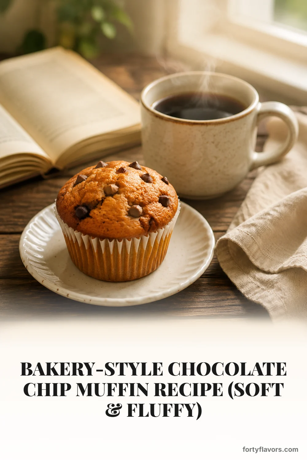 Bakery-Style Chocolate Chip Muffin Recipe (Soft & Fluffy) – Pinterest pin 8