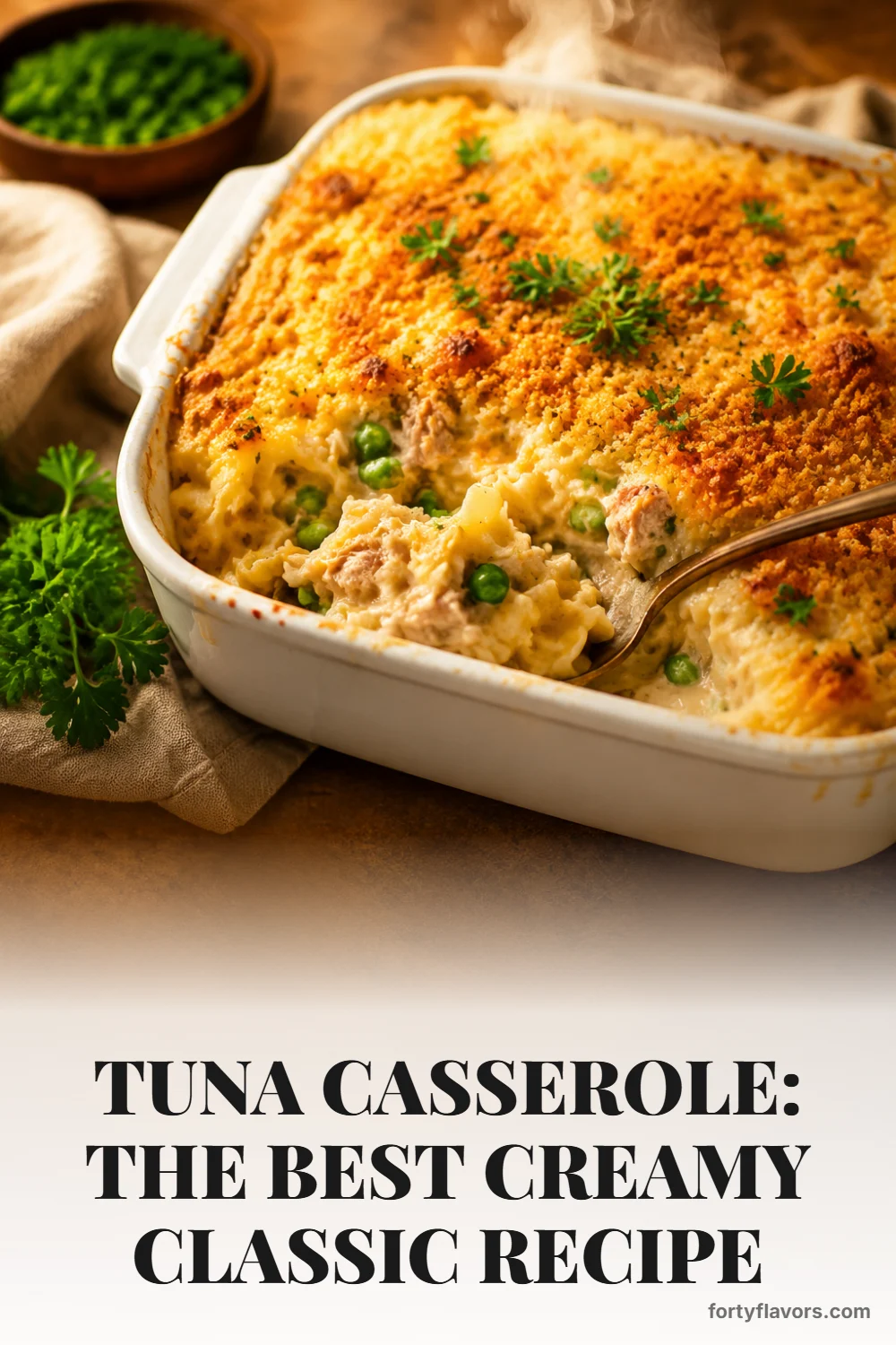 Tuna Casserole: The Best Creamy Classic Recipe – Pinterest pin 1