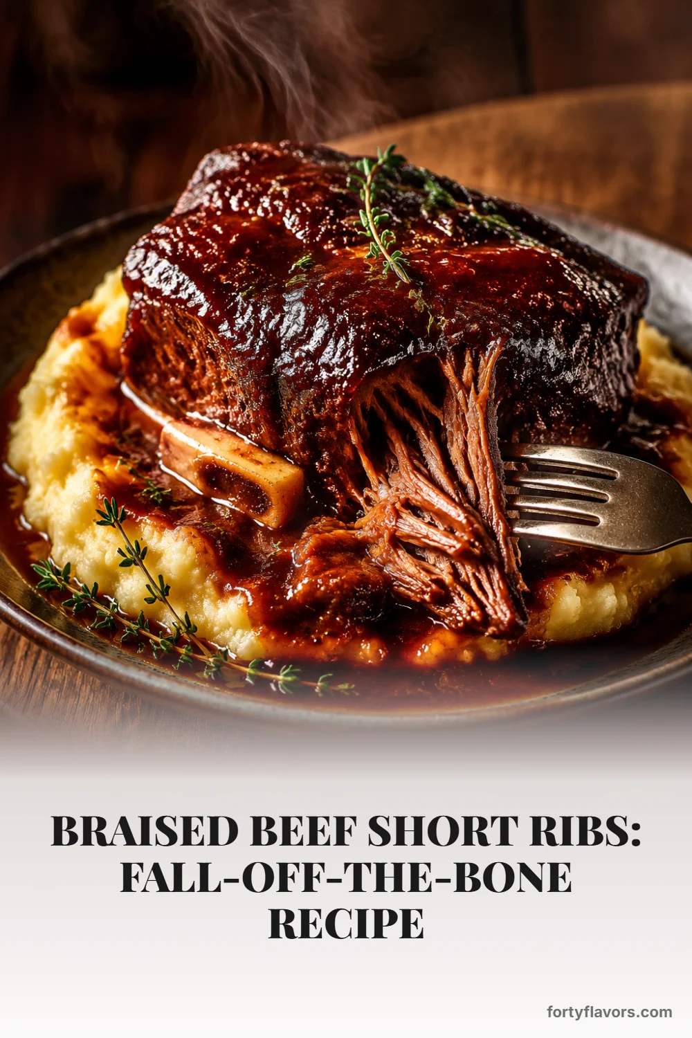 Braised Beef Short Ribs: Fall-Off-the-Bone Recipe – Pinterest pin 1