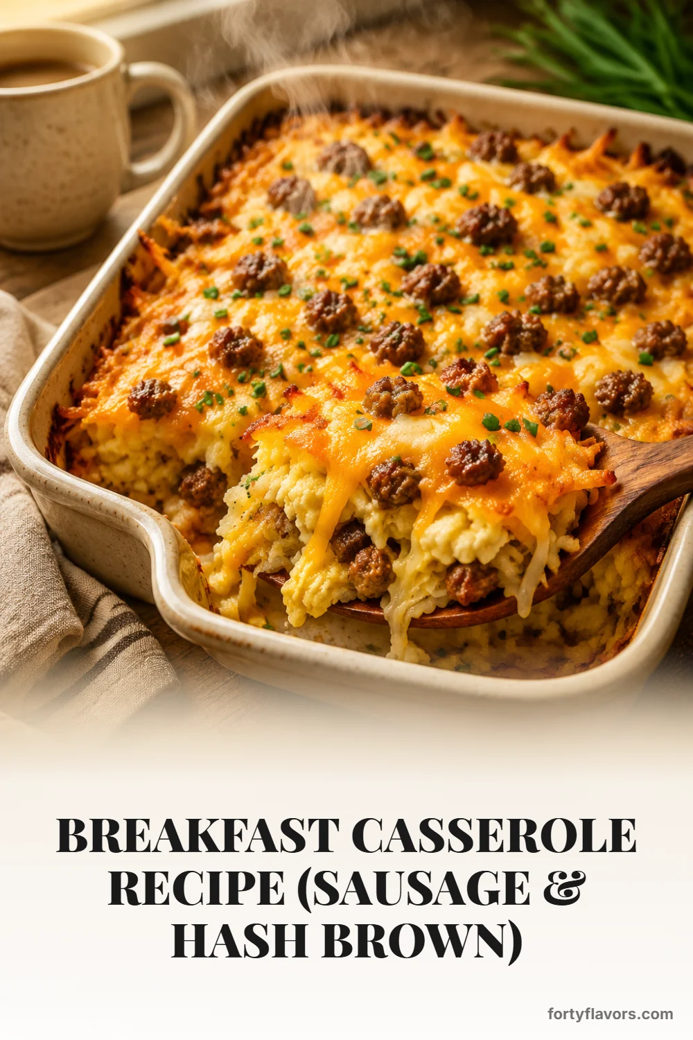 Breakfast Casserole Recipe (Sausage & Hash Brown) – Pinterest pin 1