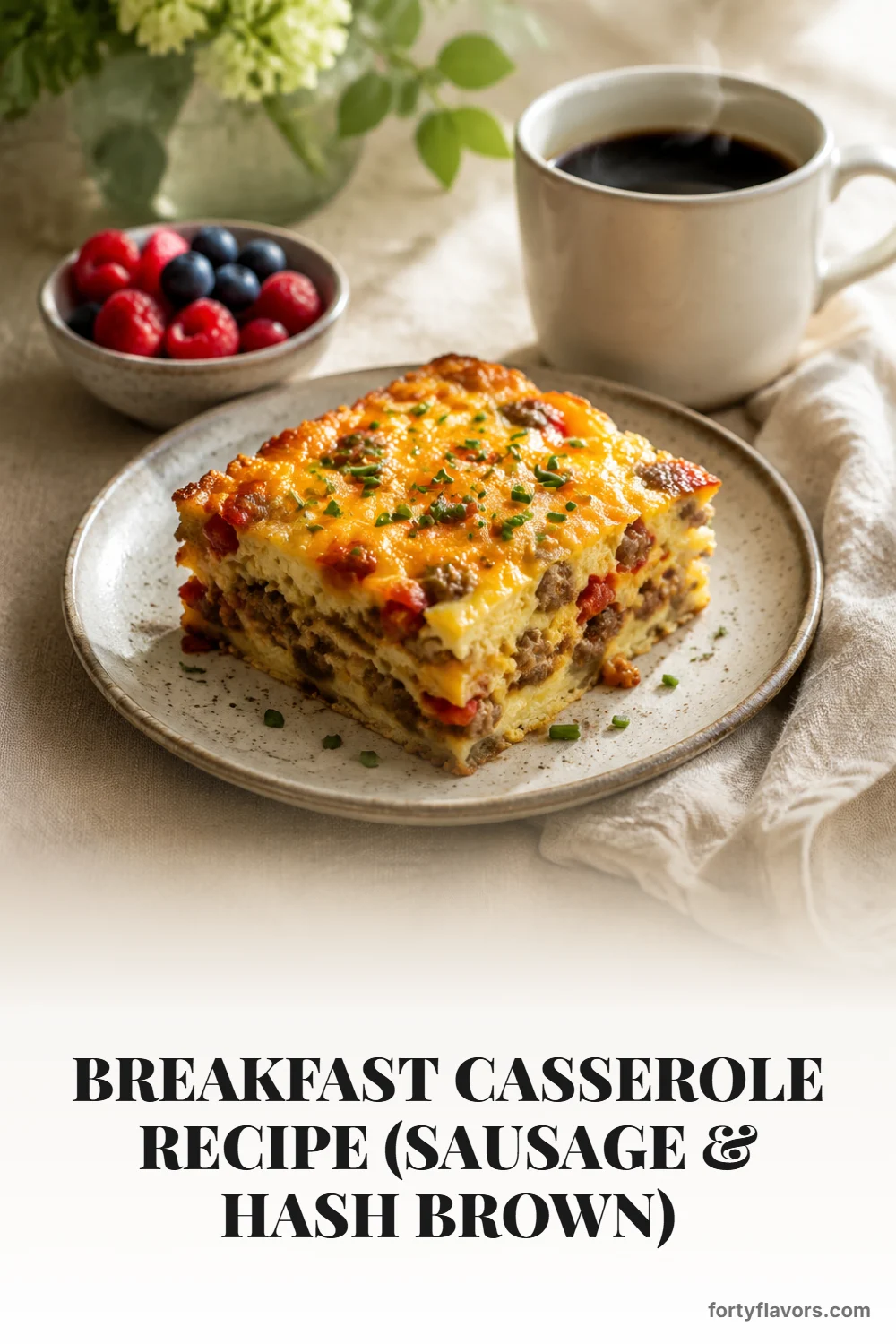 Breakfast Casserole Recipe (Sausage & Hash Brown) – Pinterest pin 8