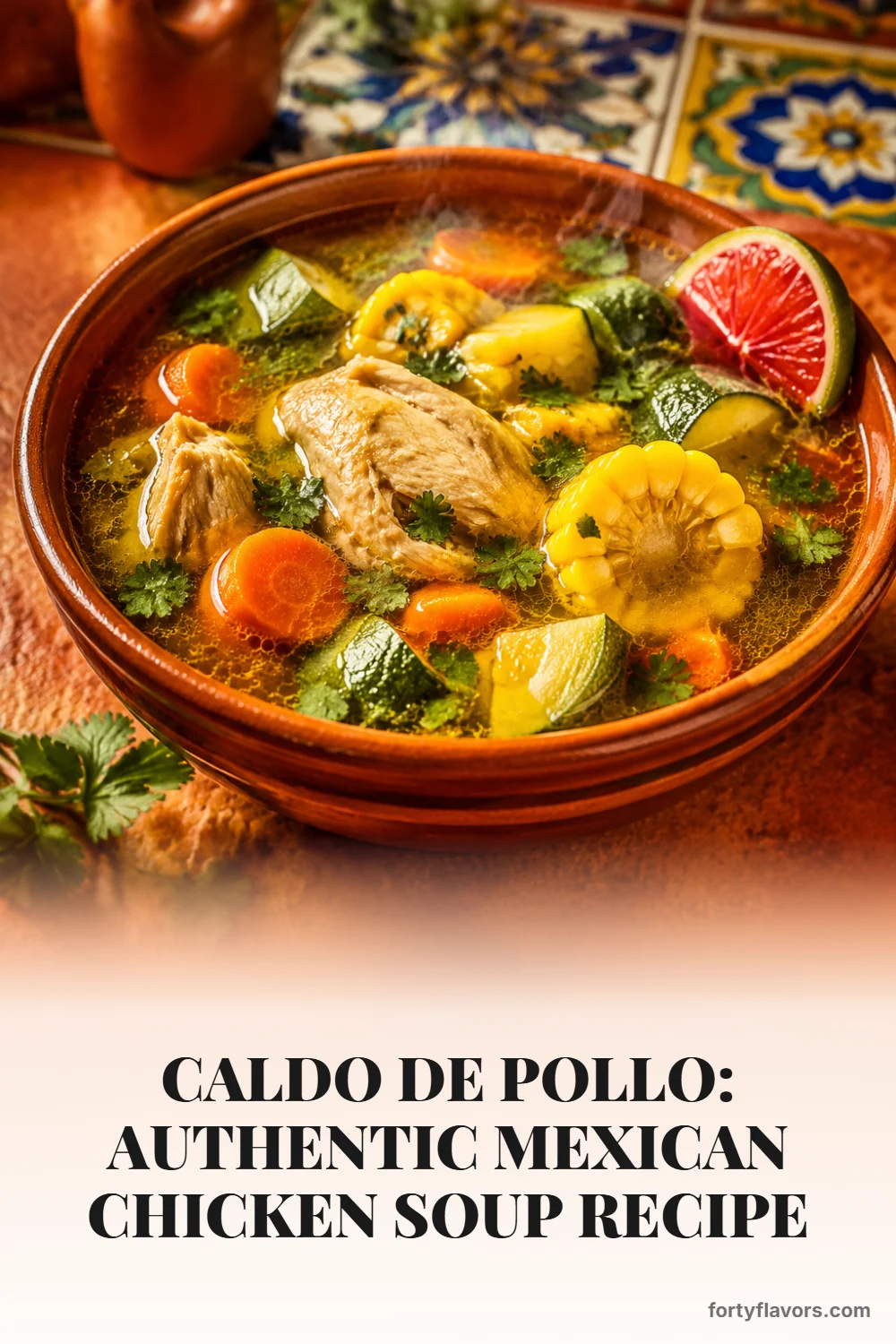 Caldo de Pollo: Authentic Mexican Chicken Soup Recipe – Pinterest pin 1