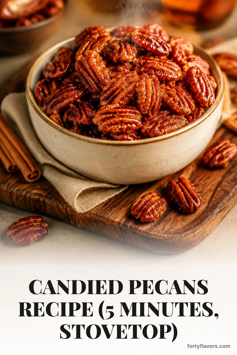 Candied Pecans Recipe (5 Minutes, Stovetop) – Pinterest pin 1