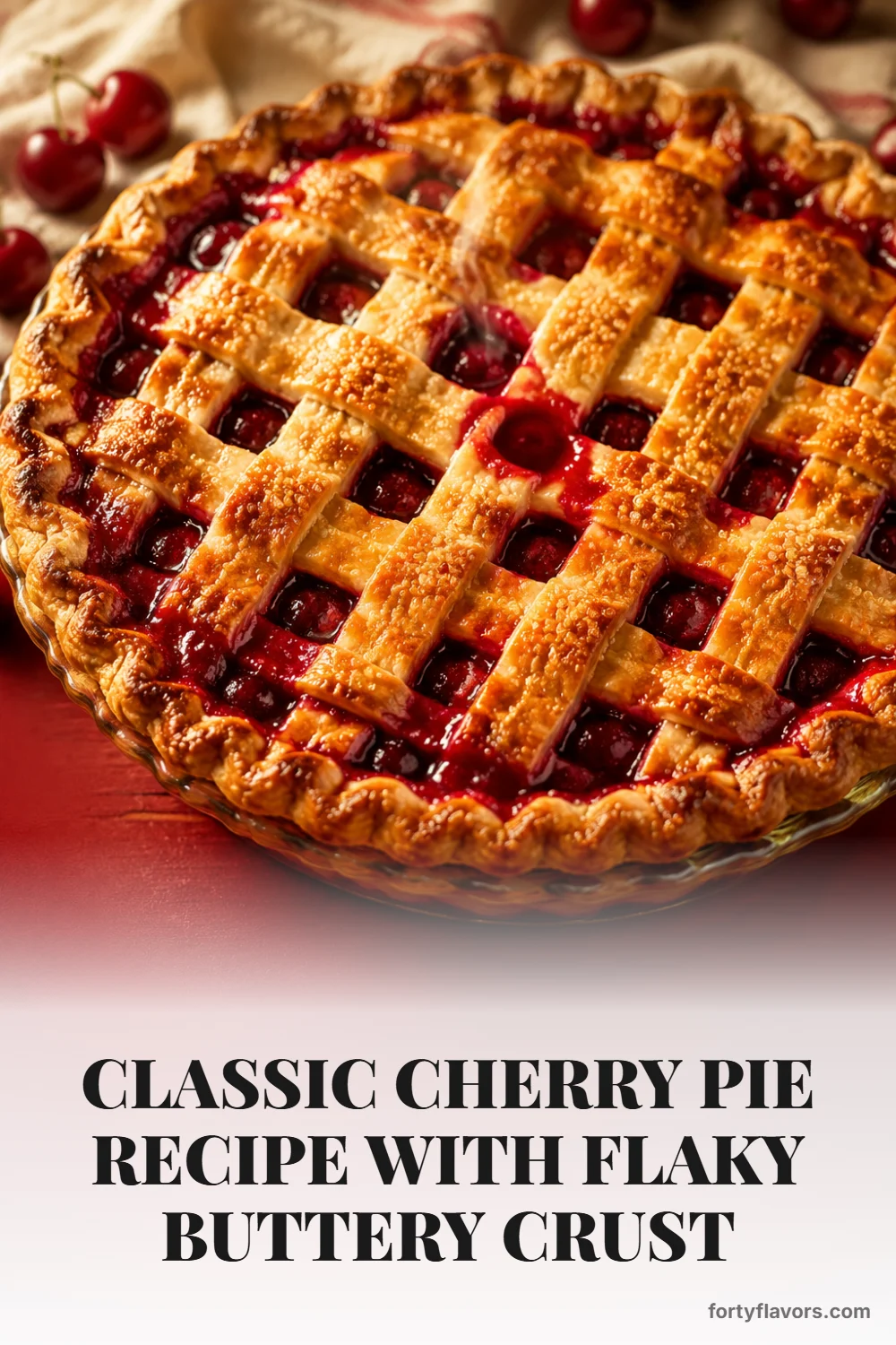 Classic Cherry Pie Recipe with Flaky Buttery Crust – Pinterest pin 1
