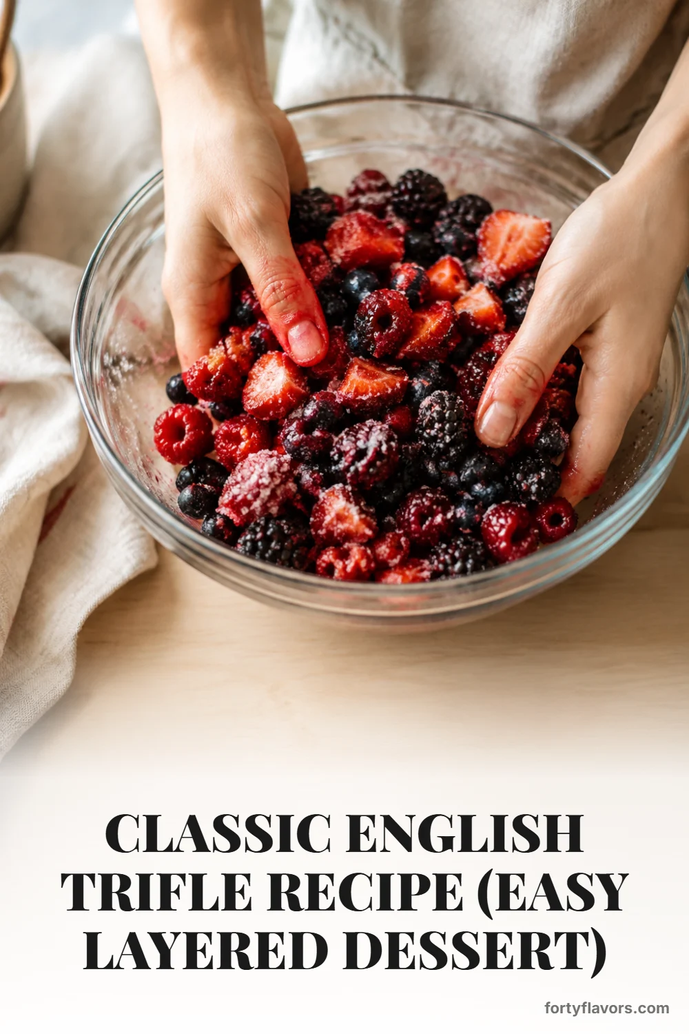 Classic English Trifle Recipe (Easy Layered Dessert) – Pinterest pin 3