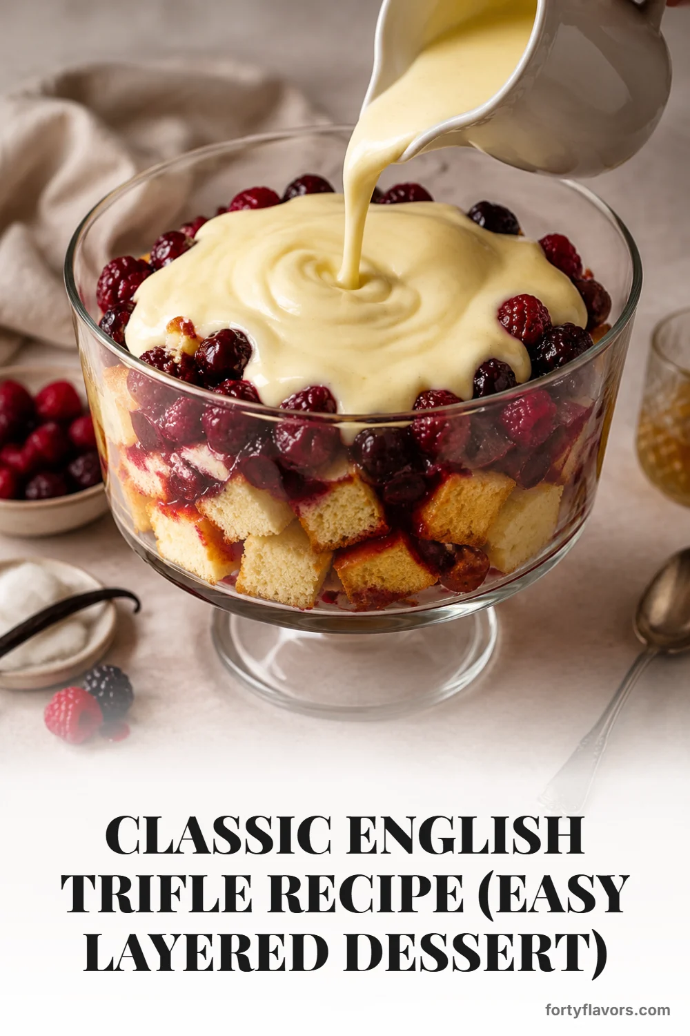 Classic English Trifle Recipe (Easy Layered Dessert) – Pinterest pin 5
