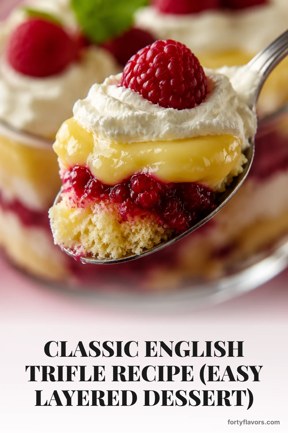 Classic English Trifle Recipe (Easy Layered Dessert) – Pinterest pin 7