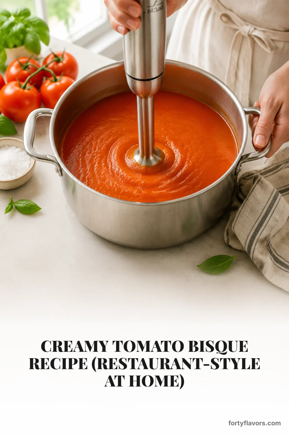 Creamy Tomato Bisque Recipe (Restaurant-Style at Home) – Pinterest pin 6