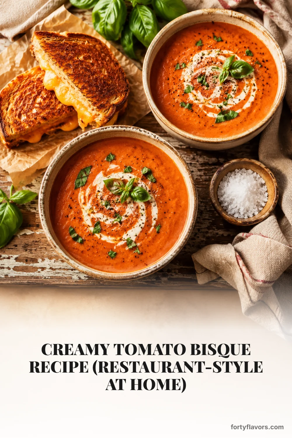 Creamy Tomato Bisque Recipe (Restaurant-Style at Home) – Pinterest pin 7