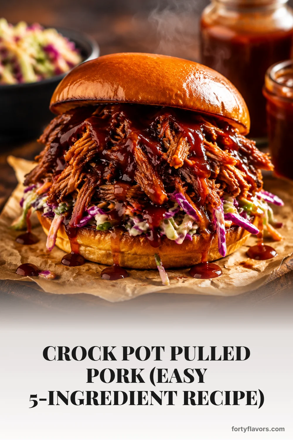 Crock Pot Pulled Pork (Easy 5-Ingredient Recipe) – Pinterest pin 1