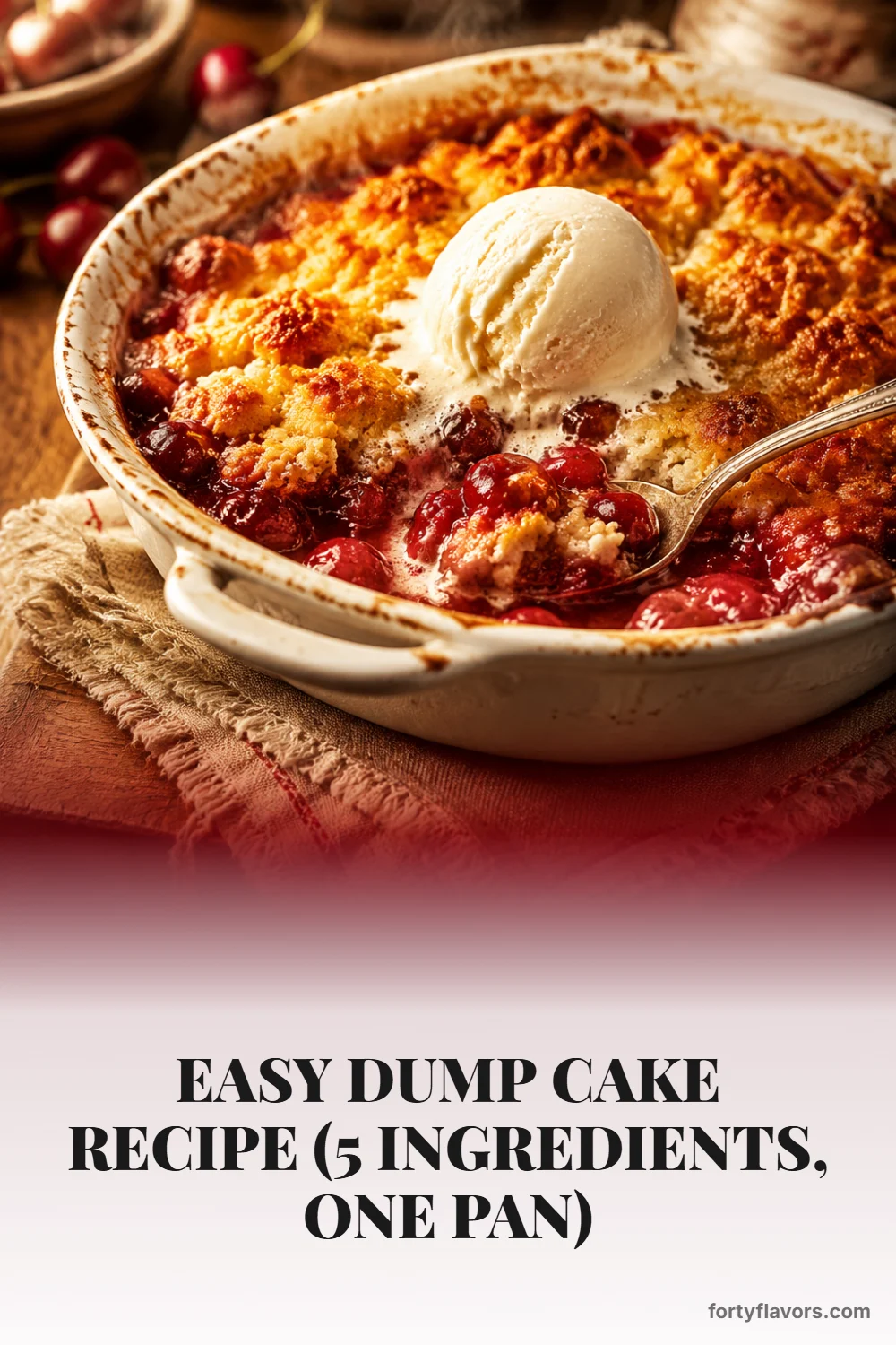Easy Dump Cake Recipe (5 Ingredients, One Pan) – Pinterest pin 1