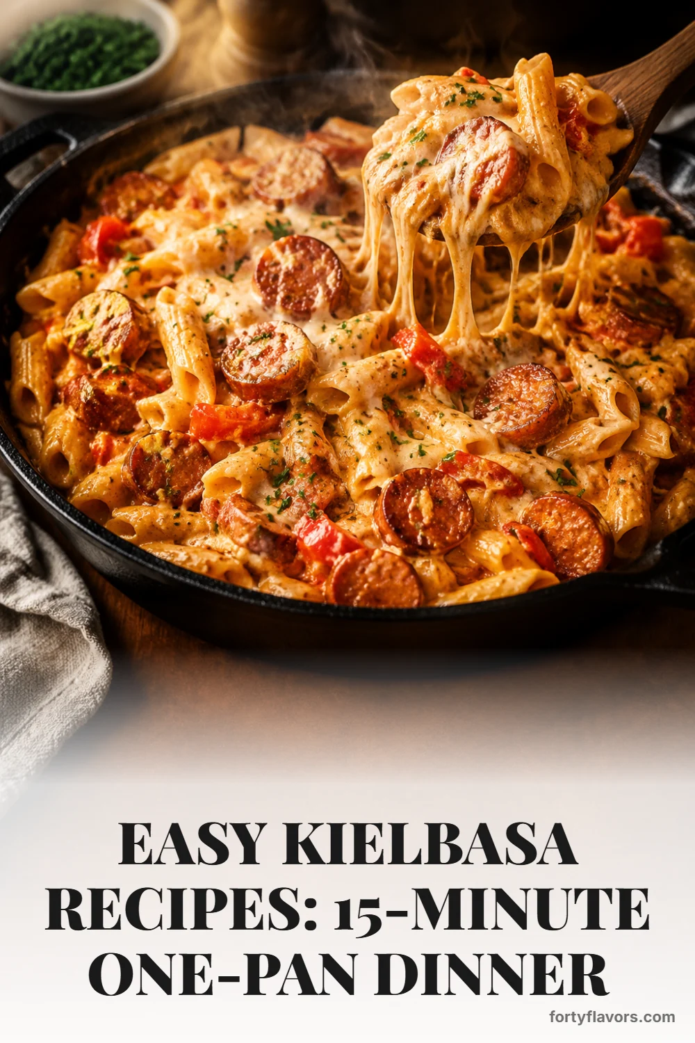 Easy Kielbasa Recipes: 15-Minute One-Pan Dinner – Pinterest pin 1
