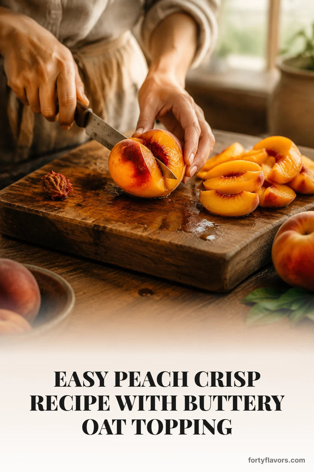 Easy Peach Crisp Recipe with Buttery Oat Topping – Pinterest pin 3