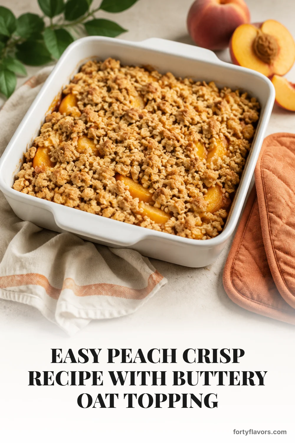 Easy Peach Crisp Recipe with Buttery Oat Topping – Pinterest pin 6