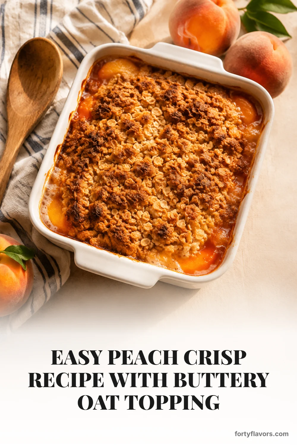 Easy Peach Crisp Recipe with Buttery Oat Topping – Pinterest pin 7