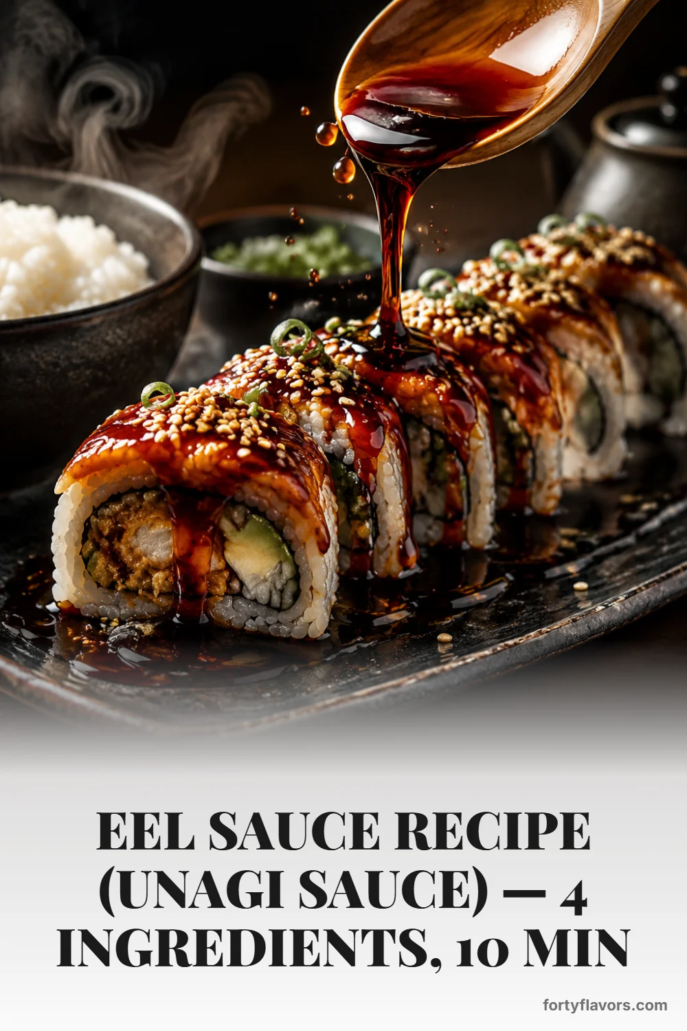 Eel Sauce Recipe (Unagi Sauce) — 4 Ingredients, 10 Min – Pinterest pin 1