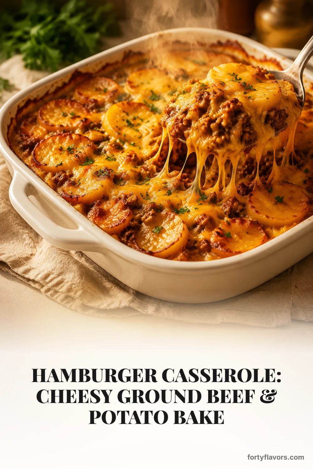 Hamburger Casserole: Cheesy Ground Beef & Potato Bake – Pinterest pin 1