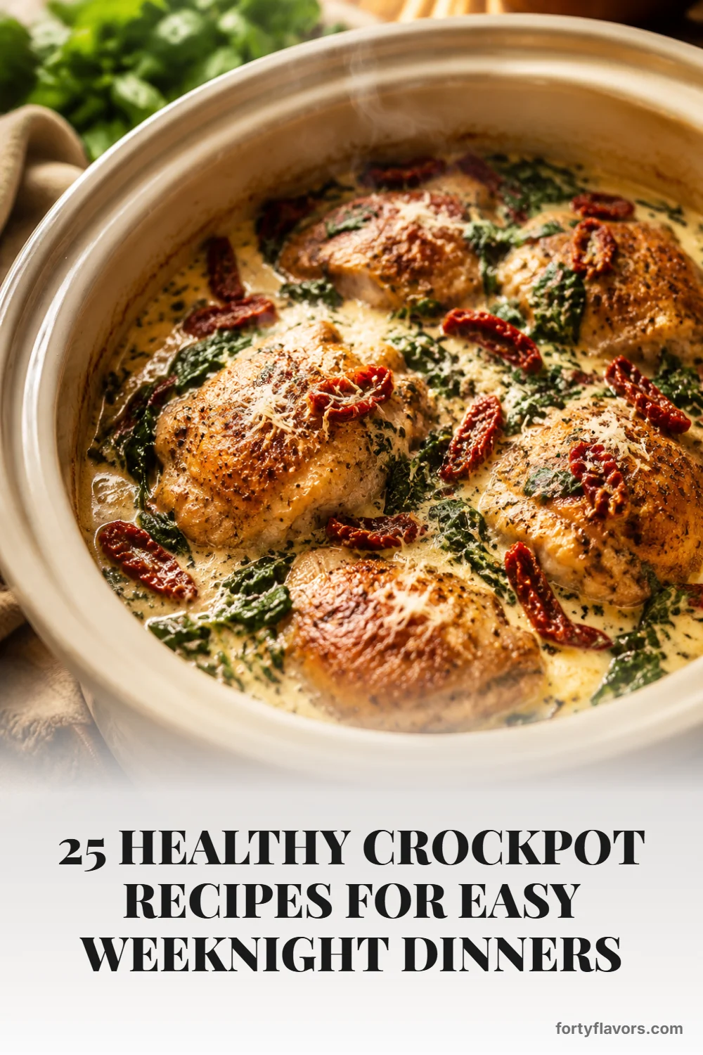 25 Healthy Crockpot Recipes for Easy Weeknight Dinners – Pinterest pin 1