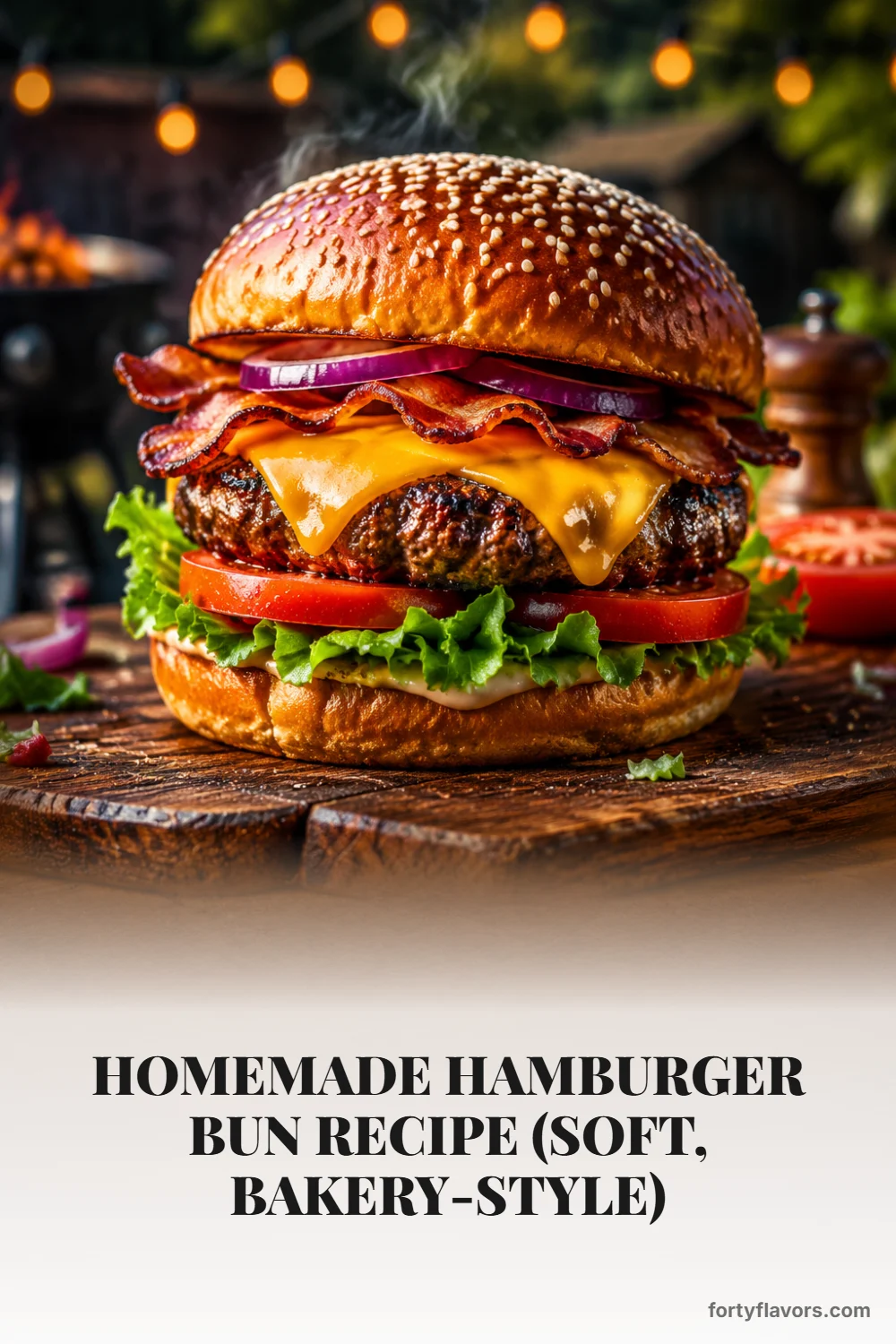 Homemade Hamburger Bun Recipe (Soft, Bakery-Style) – Pinterest pin 1