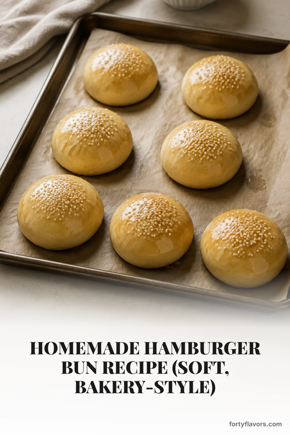 Homemade Hamburger Bun Recipe (Soft, Bakery-Style) – Pinterest pin 5