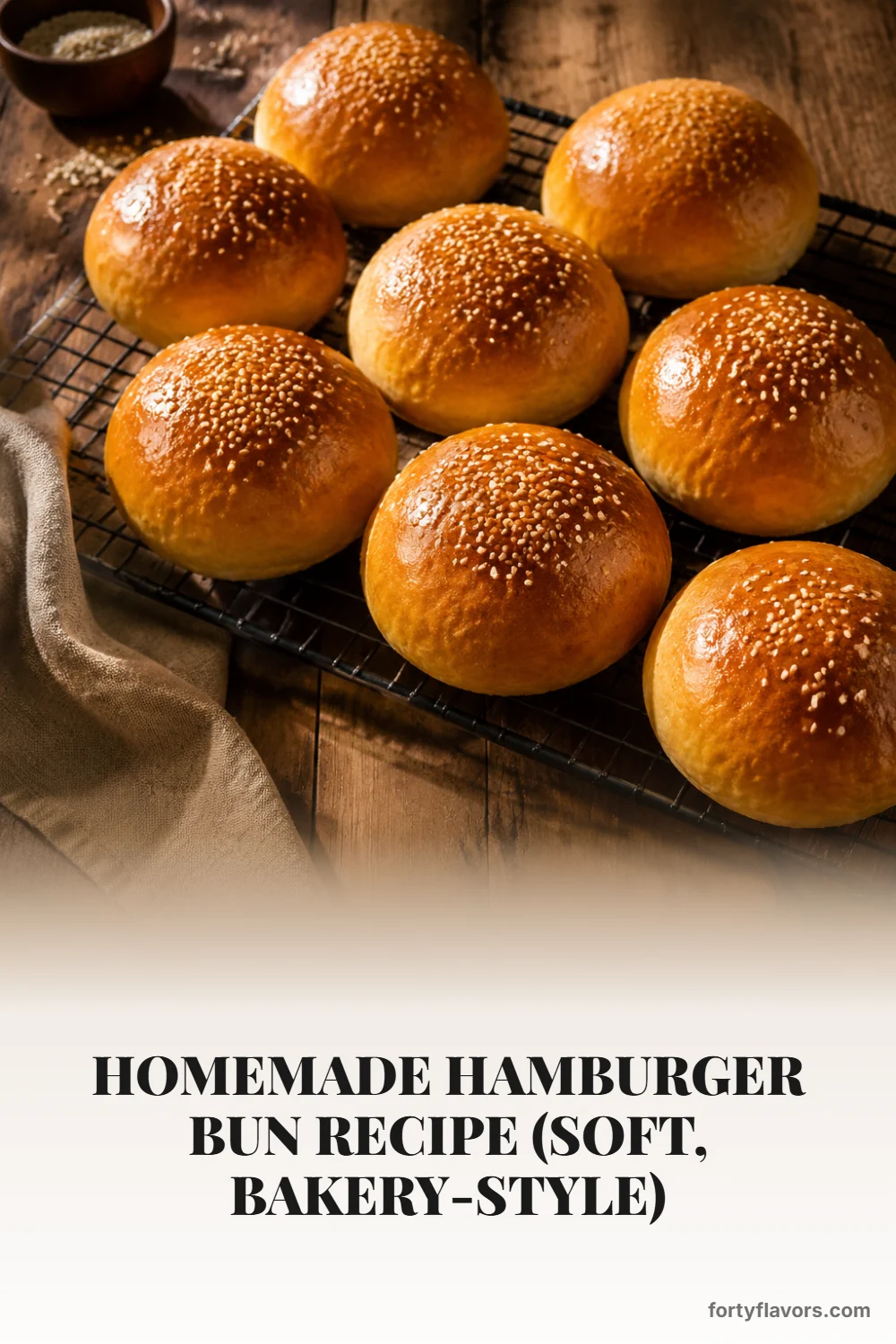 Homemade Hamburger Bun Recipe (Soft, Bakery-Style) – Pinterest pin 6