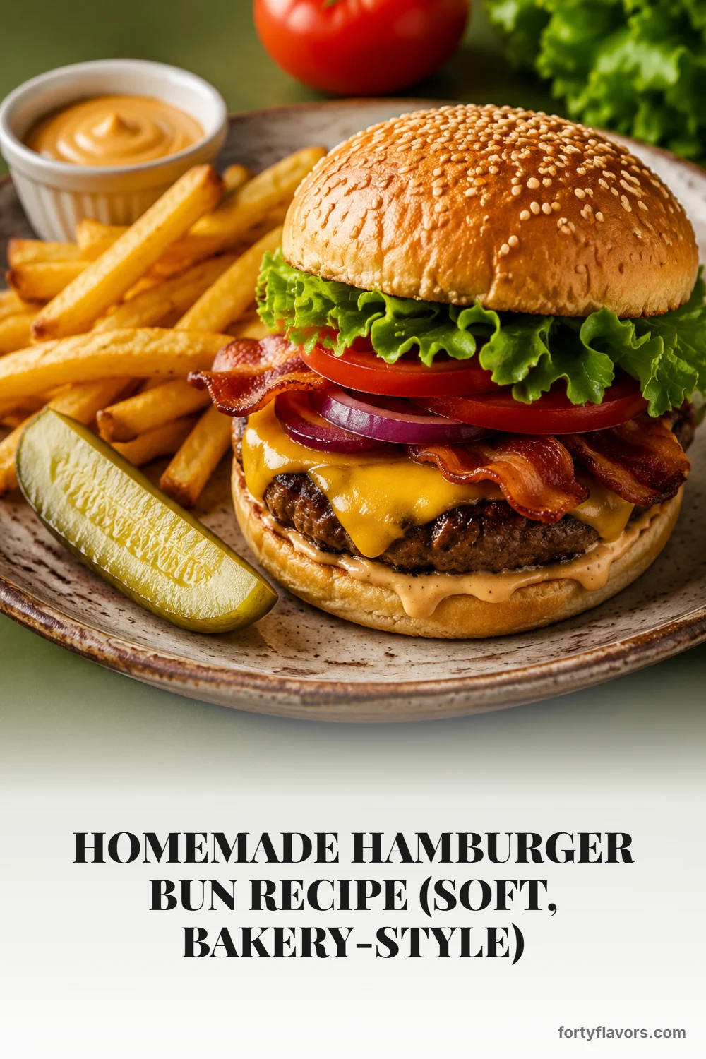 Homemade Hamburger Bun Recipe (Soft, Bakery-Style) – Pinterest pin 8