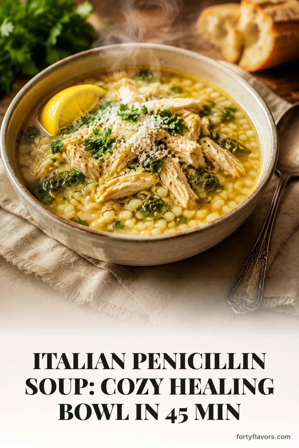 Italian Penicillin Soup: Cozy Healing Bowl in 45 Min – Pinterest pin 1