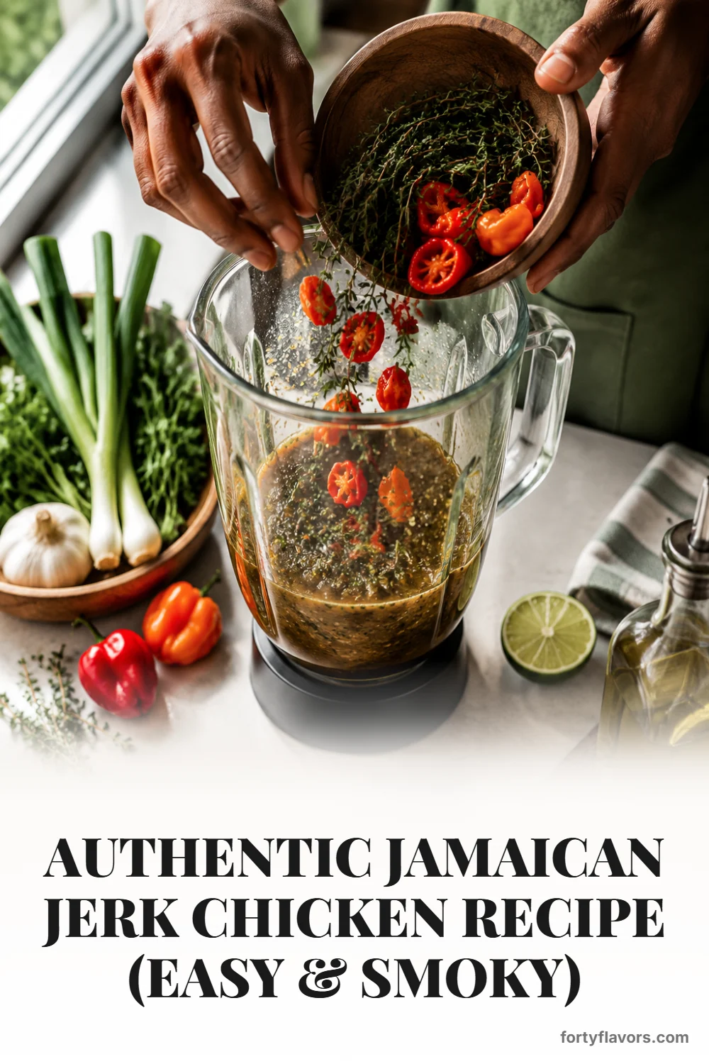 Authentic Jamaican Jerk Chicken Recipe (Easy & Smoky) – Pinterest pin 3