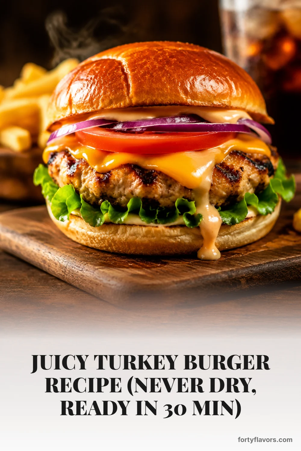 Juicy Turkey Burger Recipe (Never Dry, Ready in 30 Min) – Pinterest pin 1