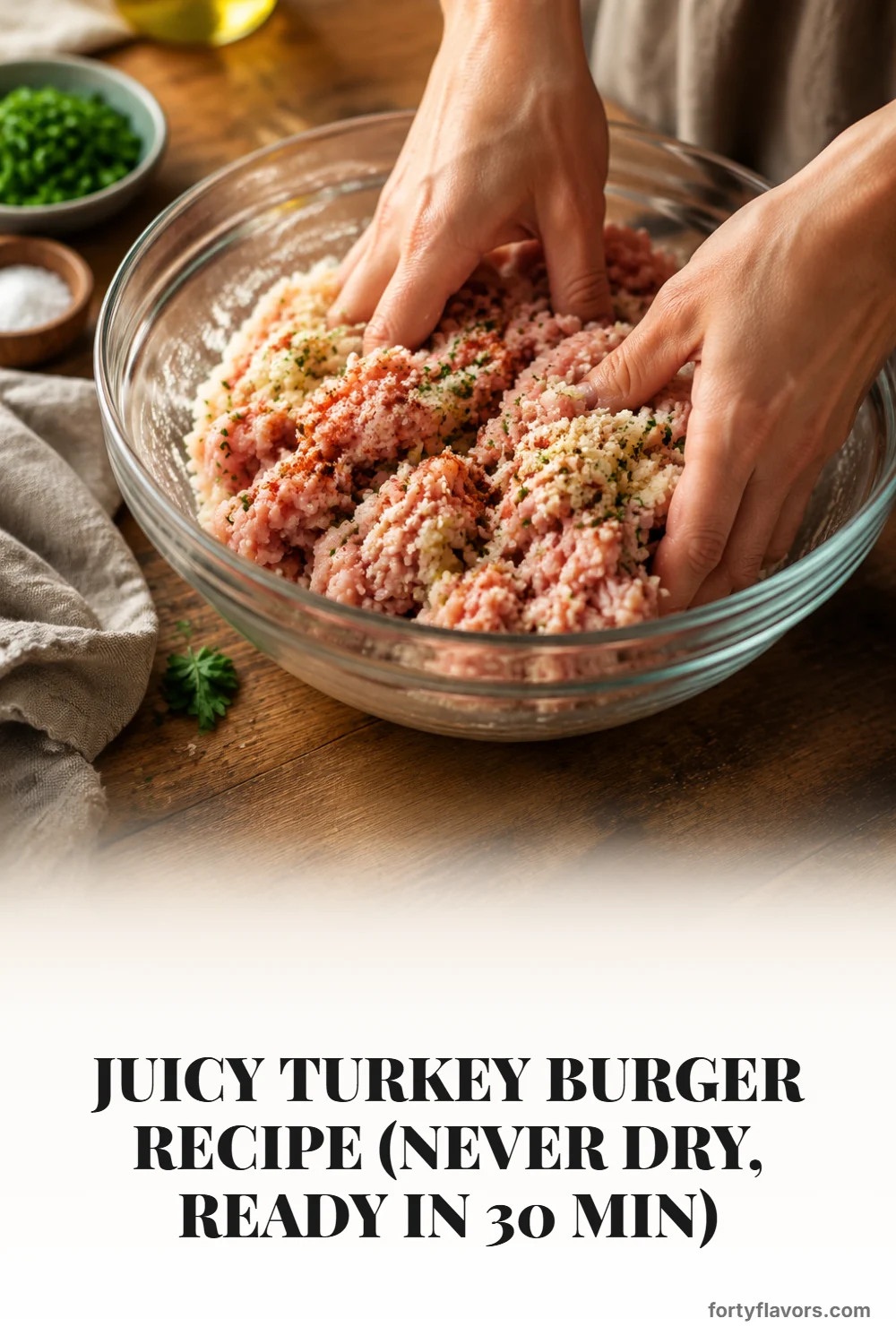 Juicy Turkey Burger Recipe (Never Dry, Ready in 30 Min) – Pinterest pin 3