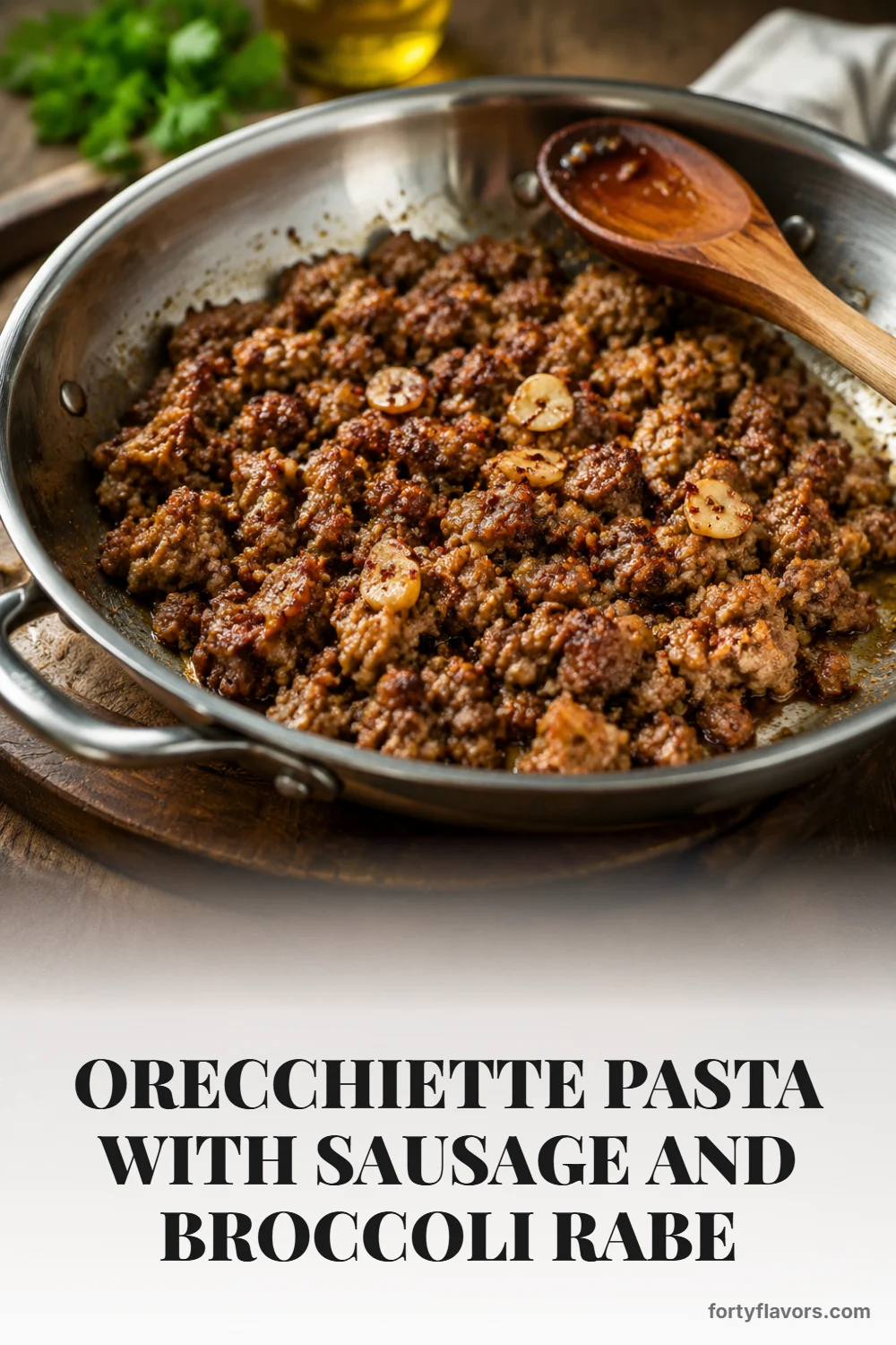 Orecchiette Pasta with Sausage and Broccoli Rabe – Pinterest pin 4